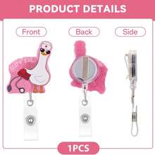 Cuộn huy hiệu y tá hình con ngỗng ngộ nghĩnh, Giá đỡ huy hiệu Cuff 'Em có kẹp thu vào, Quà tặng dễ thương cho sinh viên điều dưỡng RN LPN CNA MA Nhân viên y tế Giáo viên Bác sĩ - Nhiều màu - Xem 4