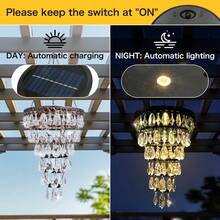 HUYIENO Solar Hanging Chandelier 6-Tier Crystal Outdoor Hanging Lantern With Warm LED Lights & 5ft Strip Waterproof For Garden, Patio, Gazebo, Wedding, Party Decoration - 6層 - 查看 8