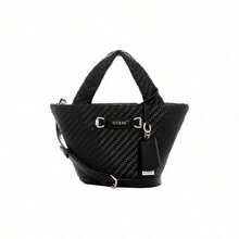 Guess Bolso de mano grande de unicolor minimalista para mujer, ideal para ir al trabajo - WG953075 Negro