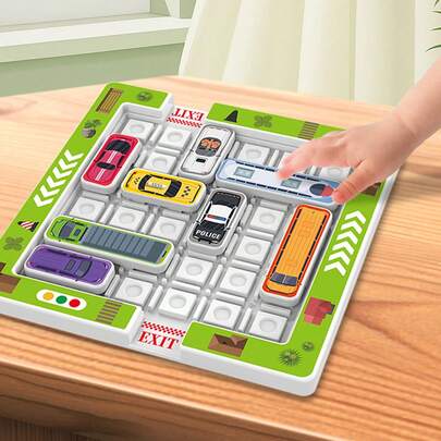 1 Set Children's Car Puzzle Game For 3+ Boys And Girls, An Educational Toy For Intelligence And Thinking Training. It's A Hua Rong Dao-Style Game With A Car Theme, Featuring Problem-Solving And Escape Challenges. A Perfect Christmas Or New Year Gift.