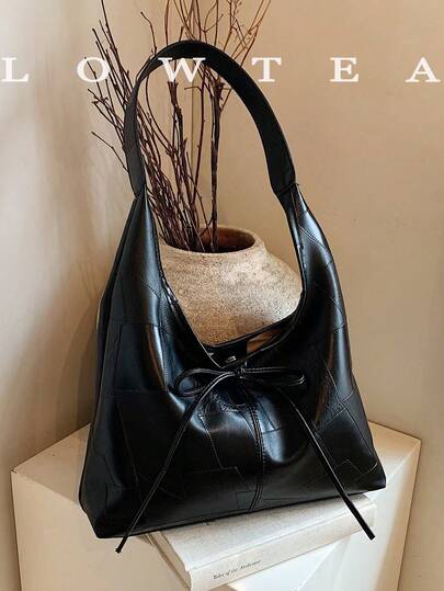 low tea 1个纯色PU皮革磁扣女士手提包，Hobo风格纯素皮革顶部提手单肩钱包手提包，适合旅行、购物、约会、女士礼物、工作、商务、通勤。