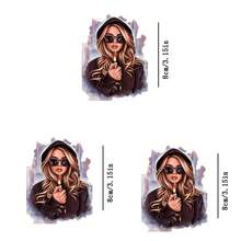 1pc/2pcs/3pcs Fashion Girl Heat Transfer Stickers, Suitable For DIY Hoodies, T-Shirts, Sweatshirts, Jeans, Backpacks, Handbags, Pillowcases And Retro Baseball Caps. Washable Plastic Stickers For Crafting And Decorating - Easy To Iron, Perfect Gift For Crafters And DIY Enthusiasts