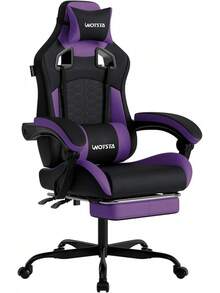 Gaming Chair With Massage,Ergonomic PC Gaming Chair With Footrest Comfortable Headrest And Lumbar Support, High Back, 300LBS () - Đen tím - Xem 13