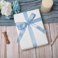 Cream Ribbon 1 Inch Double Face Satin Ribbon For Gift Wrapping Hair Bows Making Chair Sash Valentine's Day Wedding Birthday Party Invitation Decorations Floral Craft Sewing, 25 Yards - 333-嬰兒藍 - 查看 3