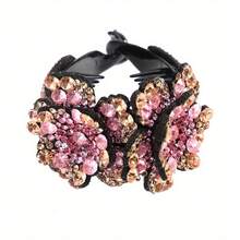 Women's Vintage French Bun Maker Hair Clip - Rhinestone Flower Ponytail Buckle, Elegant Round Chignon Headpiece For Weddings, Parties, Daily Wear - Gift For Girlfriend/Mother (Hand Wash Only) - J - 查看 4