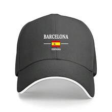 1pc Barcelona Spain Baseball Cap - Lightweight Polyester Adjustable Hat With Catalan Flag Colors (Catalan Colors: Barcelona, Spain Flag:), Barcelona Lettering & Spanish Coat Of Arms - All-Season Casual & Sports Cap For Men, Perfect Gift For Barcelona Fans, Christmas, Halloween, Thanksgiving - Ideal For Travel & Casual Attire - Catalan Independence Symbol, Hand Wash Dry Clean, Structured Fit With White Trim Brim - 紅葡萄酒 - 查看 11