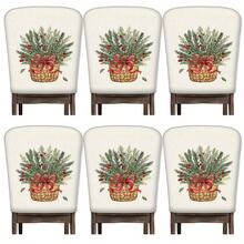 2/4/6 件圣诞元素印花亚麻椅套，家居装饰，适合圣诞礼物，圣诞装饰，日常家居，客厅，餐厅，花园，酒店，可水洗涤纶材质椅座垫套 - 彩色 - 查看 23
