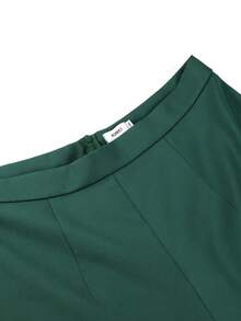 加大码优雅梭织面料西装裤，带珍珠开叉细节，长款直筒裤，适合女士外出穿着，优雅正式场合，商务工作