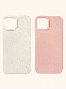 2pcs Wheat Straw Phone Cases, Minimalist Solid Color Phone Cases, Pink & White Phone Cases, Compatible With IPhone & Galaxy, 16, 16 Pro Max, 16 Pro, 16 Plus - Multicolor - View 24