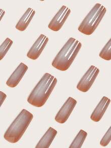 24 miếng dán móng tay vuông cỡ trung bình, nâng tầm diện mạo tức thì! Kiểu móng tay Pháp tối giản màu nâu với viền đen, móng giả phủ kín móng, phù hợp cho phụ nữ và bé gái. Bao gồm 1 miếng dán và 1 dũa móng mini, thích hợp cho các bữa tiệc, hẹn hò và sử dụng hàng ngày. Móng giả dạng gel dẻo được giao ngẫu nhiên. - Nhiều màu - Xem 4