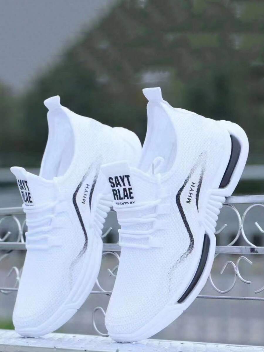 Men's Mesh Breathable Athletic Sneakers, Low-Top Lace-Up Outdoor Walking Shoes