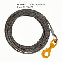 50ft Wire Rope, Stainless Steel Wire Rope Cable With Swivel Hook And Self Locking Hook For Winch Operations, Lifting, Rigging, Towing (Yellow) - Yellow - View 8