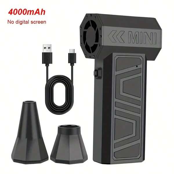 Ventilador Elétrico Tipo Turbo Jato - 130K RPM 4 Velocidades Ajustáveis Soprador Sem Fio para Limpeza de Neve/Poeira de Carro | Ferramenta Portátil com Carregamento Rápido Tipo-C