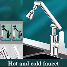 三功能旋转厨房水龙头 - 多功能冷热水龙头，带 3 种喷水模式，现代设计，单孔安装，包含配件，厨房水龙头，现代浴室装置，耐用塑料结构 - 彩色 - 查看 5