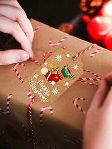 50 piezas de etiquetas de regalo con temática navideña, con diseños de Papá Noel, muñeco de nieve y renos, etiquetas decorativas adecuadas para fiestas de invierno, Año Nuevo y decoración de envoltorios de regalos de Navidad