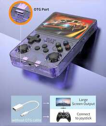 R36s Retro Gaming Console 3.5 Inch 21000+ Games Retro Handheld Game Console, Video Game Console With Dual Stylem Linux/Garlic Supports & Dual 3D Joysticks -128G -Purple - 紫色 - 查看 2