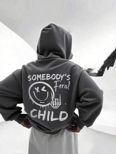 1pc Tween Boy Casual Printed Pullover Sweatshirt, Thermal Lined, Long Sleeve, Autumn/Winter