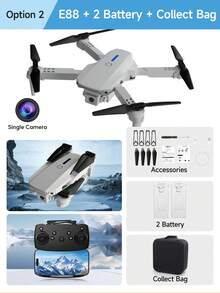 AXNEN 2026新款E88四轴飞行器无人机，配备720P摄像头、FPV图传、光流悬停、一键360°翻转，轻松完成特技飞行，适合初学者，是万圣节和圣诞节的完美礼物。 - 彩色 - 查看 14