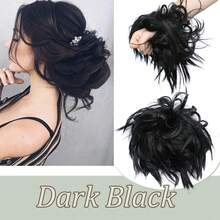 Natural Soft Messy Bun Hair Extensions X-Large Scrunchie Updo Cover Hair Elastic Band Wrap On Ponytail Hair Extensions Synthetic Straight Tousled Chignon Bleach Blonde Highlight Ombre Color Hairpiece Pony Tail Hair Piece For Women Halloween Party Daily Wedding - 彩色 - 查看 19