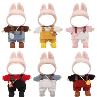 17cm Doll Pendant With Interchangeable Outfit, Includes T-Shirt, Overalls, Hat, Accessories And Shoes (Doll Not Included)