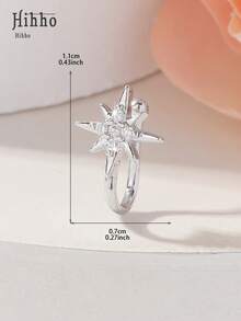 Hihho 1pc Fashionable U-Shaped Nose Ring, Sparkling Zirconia Embedded 8-Pointed Star Design Nose Piercing Jewelry
