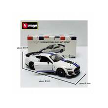 Burago 官方授權正版 1/64 比例合金車模 Mercedes-Benz Ford Cadillac Chevrolet 逼真壓鑄金屬小車模型 裝飾迷你收藏車模 - 2020年野馬Shelby GT500-白色 - 查看 4