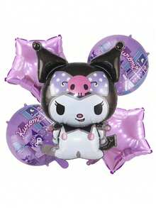 Sanrio 5 件套气球套装、Kuromi 铝制气球套装、Hello Kitty 主题派对装饰气球、Cinnamoroll 主题气球、My Melody 气球派对用品、Pompompurin 节日生日派对装饰、Pochacco 气球配件、派对礼物、节日装饰 - 彩色 - 查看 5