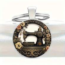 Fashionable Zinc Alloy Keychain - Creative American Wreath Sewing Machine Design, Stylish, Non-Woven Fabric Material (PVC/Leather), Suitable For Fashionable Men, Ideal For Family And Friend Gatherings, Colleague Birthdays, Graduation Ceremonies, Souvenirs Valentine's Day Car Accessories Bag Charm School Cute Goth Y2k Bag Lanyards With Id Holder Car Accessories Bag Charms Christmas Gift Car Accessories Teacher Sister Gift Ideas