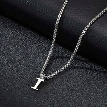 1 件简约不锈钢英文字母银项链，男士日常珠宝 - 銀色 - 查看 9
