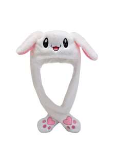 兔子帽子带活动毛绒耳朵 - 卡通风格帽子 - 西瓜帽 - 耳朵形头带 - 彩色 - 查看 4