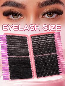 760pcs Luxury Thick False Eyelashes Set, 80D/100D Ultra High Density, 8-16mm Mixed Length, Suitable For Bridal, Party, Halloween Makeup, Premium DIY Eyelash Extension - Black - View 6