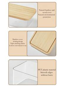 1件蛋糕收纳盒，竹托盘+透明PET防尘罩，餐厅食物储存容器，多功能蛋糕、甜品、黄油、面包收纳盒，适合不同蛋糕或食物大小，可放冰箱保鲜，高档甜品展示盒，适用于家庭厨房食物储存和餐厅餐桌食物储存 - 彩色 - 查看 10