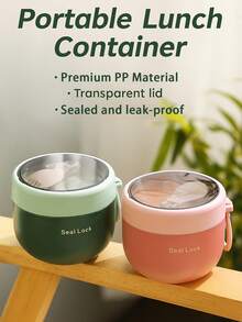 1 件燕麦杯、早餐杯、带盖和勺子的隔热密封杯、沙拉杯、酸奶杯、带叉子的冰沙杯、耐用防漏容器、便携式水果蔬菜食品杯，适用于学校、办公室、旅行、厨房 - 彩色 - 查看 5