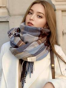 GXEA New Winter Plaid Scarf, Soft Fabric For Women, Tassel Shawl, Long Couple Scarf, Warm And Thick, Suitable As An Inexpensive Gift - Multicolor - View 4