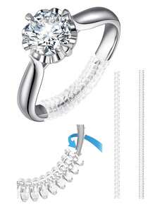 4 piezas - Ajustador de anillo de silicona flexible, ajustador de talla de anillo, espaciador de anillo o apretador de anillo - Retenedor de anillo invisible - Almohadilla reductora de talla de anillo para bodas, se ajusta a casi cualquier talla de anillo, unisex - Accesorios de anillo DIY para bodas