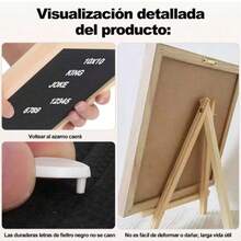 Pizarrón y letrero de madera vintage 30cm x 30 cm Marco de roble Tablero de Letras de Fieltro con Letras Pizarrón y Letrero de Madera Vintage Tablero alfabético de Fieltro enmarcado en Roble con dos Juegos de Letras y Números un trípode Marco de roble tablero de letras de Fieltro con Letras Números, Emojis en Total 340 Intercambiables, Soporte de Trípode les Tablero de mensajes para anuncios de bebés adecuado para el aprendizaje de los niños expositores de restaurantes y tiendas (340 Letras, Números, Signos y Emojis) - Negro - Ver 7