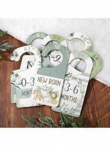 8 piezas/set Divisores de tamaño de armario para bebé, impresión de un solo lado, organizador de armario de madera colgante con diseño de animales para bebés desde recién nacido hasta 24 meses, organizador de armario de ropa de bebé, regalo para baby shower - Verde - Ver 11