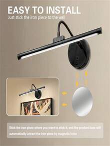 1pc Wall Lamp, Photo Light, With Remote Control, Rechargeable, Three Color Adjustable, Touch, Magnetic Installation, Vanity Light, Angle Adjustable(1800mAh) - Three Colors Of Light - View 12