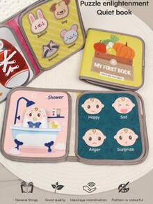 1件装 Bbay 忙碌书，安静布书蒙特梭利玩具 - 幼儿益智玩具，毛毡玩具礼品，适合飞机或汽车旅行玩具 - 彩色 - 查看 2