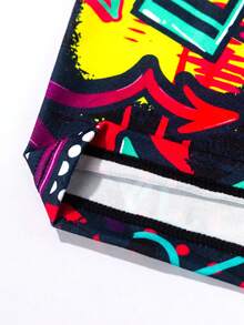 6 piezas de calzoncillos tipo bóxer estampados para hombres, con patrones de graffiti aleatorios, ropa interior gráfica, adecuada para Navidad