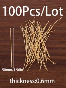 100Pcs/Lot 15/20/25/30/35/40/45/50mm T Shaped Headpins Connector 14K Gold Plated Stainless Steel Flat Head Pins For Jewelry Findings Making Accessories Supplies - T-needle - View 21