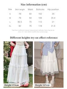 Cute Retro Sweet Lace Patchwork White Multi-Layered Cake Skirt, Flared A-Line Silhouette, Flattering For Women In Summer - White - View 2