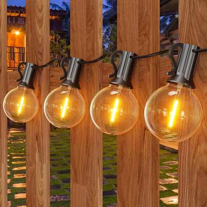 Outdoor String Lights, 15M/50FT 25+1 LED Outdoor Lights Mains Powered, XMAS DECOR G40 Plastic Shatterproof Led Garden String Bulbs For Outside, Pergol