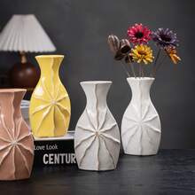 yuanhetang 1 pieza Jarrón cerámico moderno, diseño floral blanco, adecuado para hidroponía, arreglo floral de sala de estar, decoración del hogar nórdica, jarrón cerámico hecho a mano, decoración de habitación, jarrón de flores, jarrón de vidrio