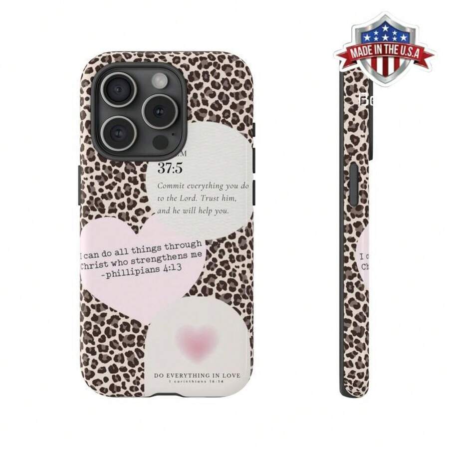 Leopard Print Christian Quotes Phone Case For Samsung S24 Ultra And  17, 16, 15, 14, 13, 12, 11 Pro Max, X, XR, XS Max, 8, And 7 Plus,Screen Protector,Fidgets, - Màu hỗn hợp 1 - Xem 1