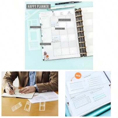 9Pcs Handmade Flexible Record Template, Versatile Planner Stencils Set Grid Journals, Reusable Drawing And Checklist Templates, Plastic Stencil Drafting Tools With Coils Discs And Rings