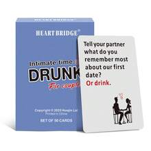 HEART BRIDGE 1PC Couple's Drinking Game Cards, Party Board Game, Drinking Challenge Cards, Essential For Romantic Late-Night Dates, Valentine's/Halloween/Christmas Gift, Perfect For Romantic Carnival Nights And Adult Party Games | 50Cards| - Blue - View 4