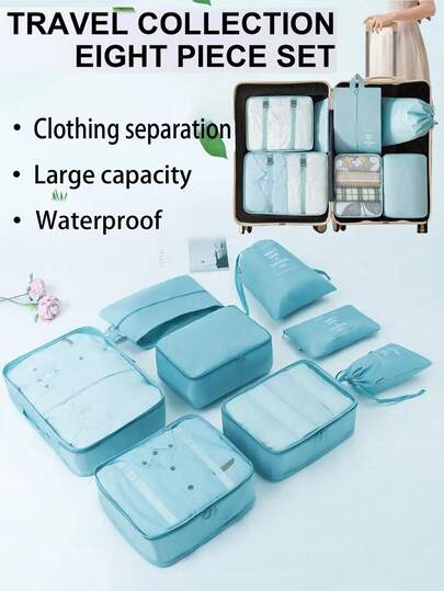 7pcs Travel Packing Cubes Set, Large Capacity Luggage Organizer Bags, Waterproof Clothes Mesh Bags, Underwear Bag, Shoe Bag, Electronics Bag, Luggage Organizer Bags, Suitable For Travel, Dorm, Moving, Bedroom, Daily Wardrobe Organization, Essential For Holiday Travel, Back To School, Business Trip, Great For Halloween, Christmas Gifts