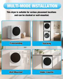 TABU 3.0 Cubic Feet /13 Lbs Compact High Efficiency Electric Dryer In White, Multi-Mode Installation Portable Dryer With Air Dry & Easy Knob-Control Panel For Apartments/Bathrooms/RV Camping - Xem 9