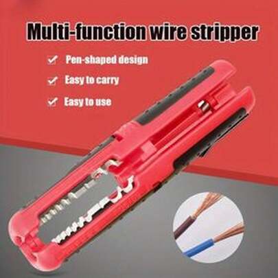 Red ABS Multifunctional Wire Stripper - Portable, Non-Slip Handle, Suitable For Network And Coaxial Cables, 10-20AWG, Red ABS